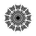 Vector vintage Beautiful monochrome mandala black and white flowers and leaves isolated. Royalty Free Stock Photo