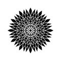 Vector vintage Beautiful mandala black and white flowers and leaves isolated. Royalty Free Stock Photo