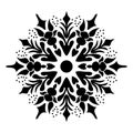 Vector vintage Beautiful mandala black and white flowers and leaves isolated. Royalty Free Stock Photo