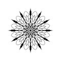 Vector vintage Beautiful mandala black and white flowers and leaves isolated. Royalty Free Stock Photo