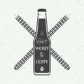 Vector vintage beer logo with hand lettering fun motivation quote