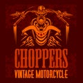 Vector vintage bikers badge. Retro chopper bike