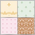 Vector vintage border and seamless patterns in Victorian style. Royalty Free Stock Photo