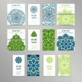 Vector vintage business cards big set. Oriental design Layout. Islam, Arabic, Indian, ottoman motifs. Royalty Free Stock Photo