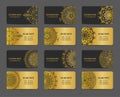 Vector vintage business cards big set. Oriental design Layout. Islam, Arabic, Indian, ottoman motifs. Royalty Free Stock Photo