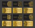 Vector vintage business cards big set. Oriental design Layout. Islam, Arabic, Indian, ottoman motifs. Royalty Free Stock Photo