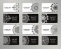 Vector vintage business cards big set. Oriental design Layout. Islam, Arabic, Indian, ottoman motifs. Royalty Free Stock Photo