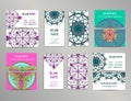 Vector vintage business cards big set. Oriental design Layout. Islam, Arabic, Indian, ottoman motifs. Royalty Free Stock Photo