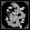 Vector vintage Chinese dragon engraving Royalty Free Stock Photo