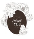 Vector Vintage Chocolate Brown Vintage Floral Drawing Wedding Thank You Card