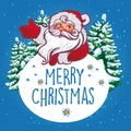Vector vintage Christmas greeting card with cartoon Santa Claus. Royalty Free Stock Photo