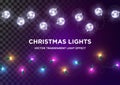 Vector Vintage Christmas Lights. Set of Multi-Colored Xmas Light Royalty Free Stock Photo