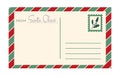 Vector Vintage Christmas Postcard Template Isolated On White Background. Empty Old Fashioned Retro Post Card From Santa
