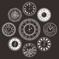 Vector vintage clock dials set Royalty Free Stock Photo