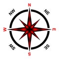 Vector Vintage compass rose silhouette Royalty Free Stock Photo