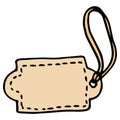 rectangular empty gift tag. hand-drawn in doodle style, black outline with beige color, rectangular shape of tags with