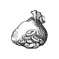 Money bag - hand drawn sketch icon - Symbol of safe storage and wealth Royalty Free Stock Photo