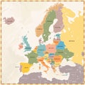 Vector Vintage Europe Map Royalty Free Stock Photo