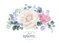 Vector vintage floral banner with garden rose