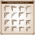 Vector vintage floral page frame ornament corners. Retro flourish angled accent design elements