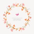 Vector vintage floral round wreath with yellow orchids