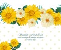 Vector Vintage floral Summer card. Hot template design with palm leaves and sunflowers and exotic flowers