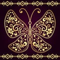 Vector vintage frame with golden butterfly