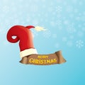 Vector vintage funky cartoon Santa Claus like hand icon on blue background with snowflakes. thumbs up santa hand symbol Royalty Free Stock Photo