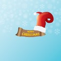 Vector vintage funky cartoon Santa Claus like hand icon on blue background with snowflakes. thumbs up santa hand symbol Royalty Free Stock Photo