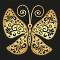 Vector vintage golden butterfly isolated