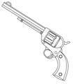 Vector vintage gun with drum coloring book . Illustration on a white isolated background