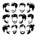 Hipster Hair, Mustaches and Beards. Hipster Style Vector Illustration. - Vector