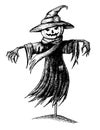 Vector vintage halloween scarecrow. Royalty Free Stock Photo