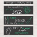 Vector vintage hand drawn beer funny set of t