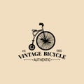 Vector Vintage Hipster Bicycle Logo. Retro Velocipede Emblem For Card Templates, Store, Company Advertising Poster Etc.