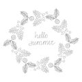 Vector Vintage Hipster Hello Summer Wreath Illustration