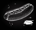 Vector vintage hot dog chalkboard drawing. Hand drawn monochrome Royalty Free Stock Photo