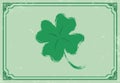 Vector vintage icon of clover with four leaf for Patrick`s day with celtic frame