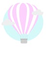 Vector vintage illustration with cute hot air balloon and banner in sky. Royalty Free Stock Photo