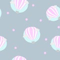 Vector vintage illustration with cute hot air balloon and banner in sky. Seamless pattern. Royalty Free Stock Photo