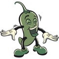 green chili character cartoon mascot so happy and laughing out loud