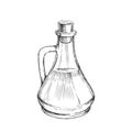 Vector vintage illustration of an oil bottle in the style of an engraving. A hand-drawn glass jug isolated on a white background Royalty Free Stock Photo