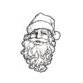 Vector vintage illustration of Santa Claus. Christmas character isolated on white in engraving style. Happy New Year sketch