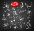 Vector vintage set of chalked Christmas objects