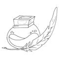 Vector vintage inkwell with feather Royalty Free Stock Photo