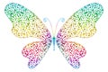 Vector vintage isolated rainbow gradient dotty butterfly for your design