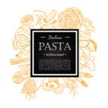 Vector vintage italian pasta restaurant illustration. Hand drawn