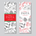 Vector vintage italian pasta restaurant illustration. Hand drawn