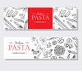 Vector vintage italian pasta restaurant illustration. Hand drawn