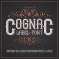 Vector vintage label font. Cognac style. Royalty Free Stock Photo